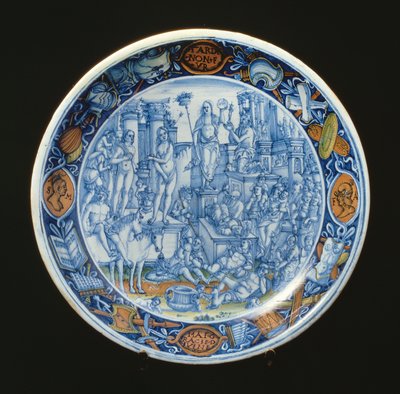 Assiette en majolique décorée de l