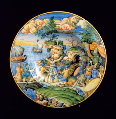 Assiette en maiolica représentant l