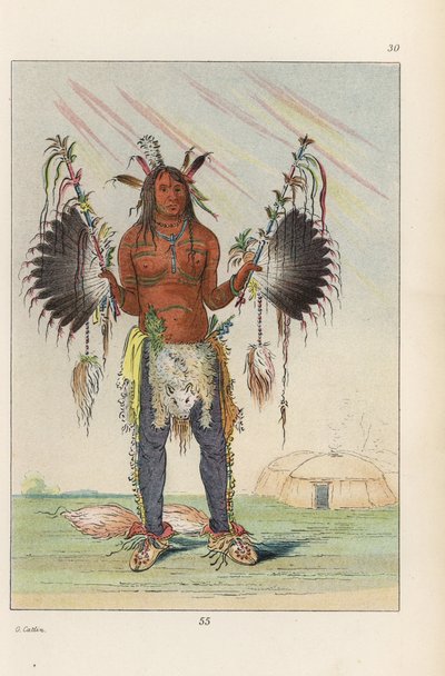 Homme-médecine Mandan Mah-to-he-hah, Vieil Ours, peint de diverses couleurs, graisse d