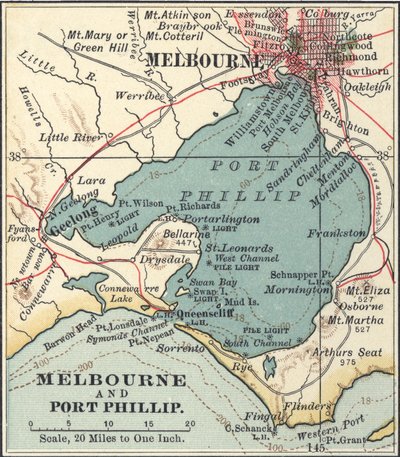 Carte de Melbourne, vers 1900 - Unbekannter Künstler