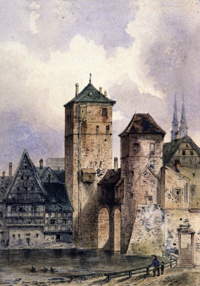 Ville médiévale sur le Rhin, vers 1850-1900 - Unbekannter Künstler