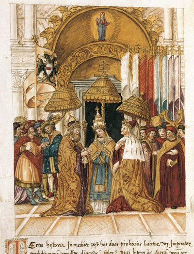 Rencontre entre Frédéric Barberousse et le pape Alexandre III au Palais des Doges à Venise en 1177 - Unbekannter Künstler