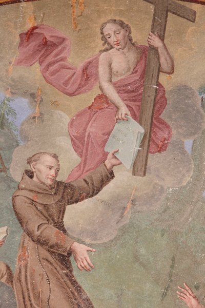 Monastère de Saorge. Fresque du XVIIIe siècle représentant la vie de Saint François d