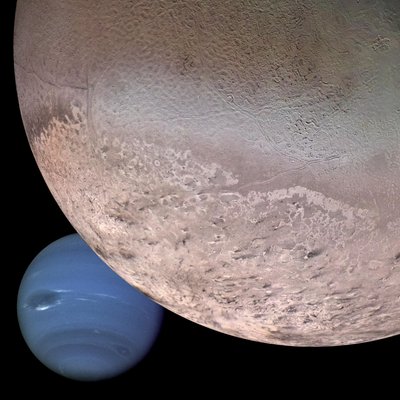 Montage de Neptune et de sa lune Triton (image numérique) - Unbekannt