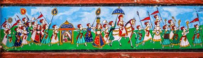 Peinture murale dans la vieille ville de Bundi, Bundi, Rajasthan, Inde, Asie - Unbekannter Künstler