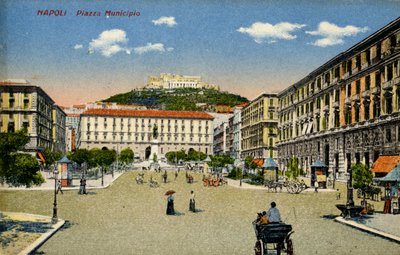 Naples Piazza Municipio, début du 20e siècle (carte postale) - Unbekannter Künstler