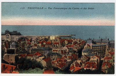 Normandie, Calvados, Trouville : vue panoramique du casino et des jetées - Carte postale fin 19e-20e siècle - William M. Timlin