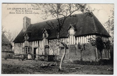 Normandie, Orne, Les Champeaux : vue de la ferme de Ronceray, maison de Charlotte Corday - Carte postale fin 19e-début 20e siècle - William M. Timlin