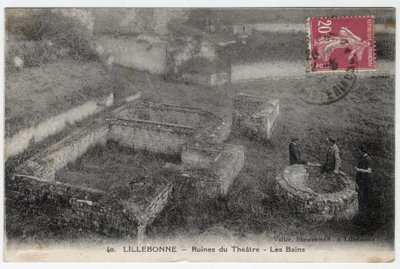 Normandie, Seine-Maritime, Lillebonne : vue des ruines du théâtre et des thermes romains - Carte postale fin 19e-début 20e siècle - William M. Timlin