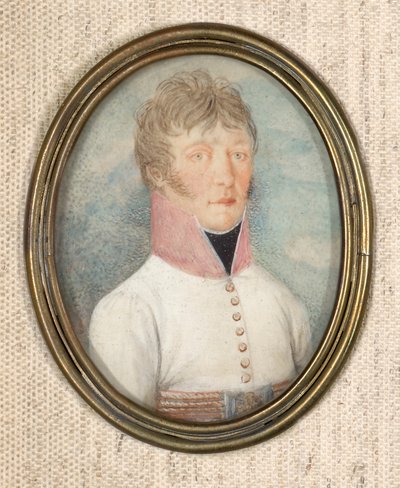 Officier en manteau blanc avec col rose - Unbekannter Künstler