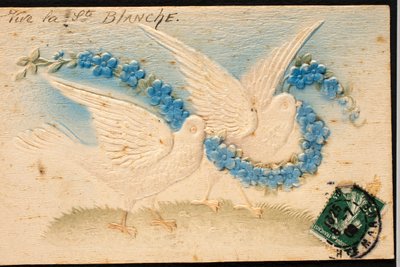 Vieille carte postale en tissu / Colombe - Unbekannt