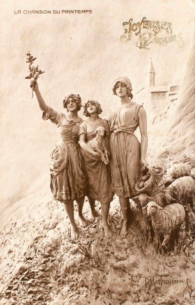 Chanson de printemps, bergère, moutons - William M. Timlin