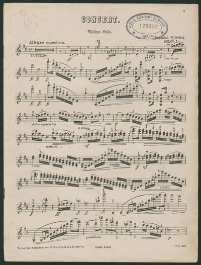 Concerto pour violon n° 1 de Paganini, op 6 - Unbekannter Künstler