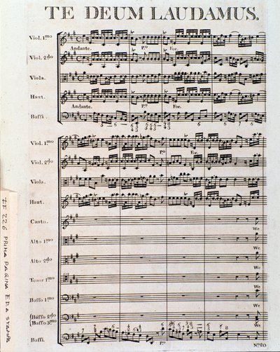 Page de partition musicale du Te Deum de G. F. Handel - Unbekannter Künstler