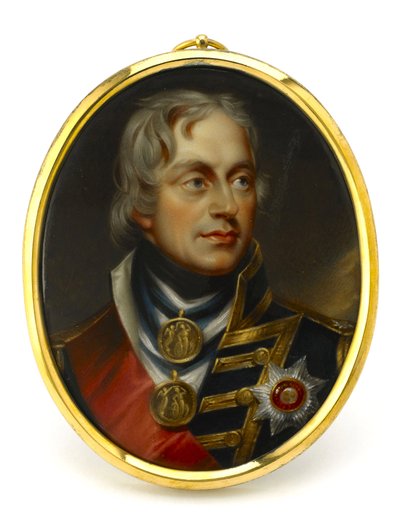 Miniature peinte, représentant le vice-amiral Horatio Nelson (1758-1805). Montée sur un pendentif en cuivre et émail, début du 19e siècle, portrait de Henry Pierce Bone (1779-1855) - Unbekannter Künstler