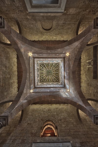 Palerme, Le Palais Royal ou Palazzo dei Normanni (Palais des Normands), Tour Joharia, la Salle des Vents : flèche en bois avec la Rose des Vents (Rose des Compas) au centre, vue zénithale - Unbekannter Künstler