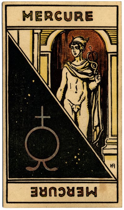 Paranormal. Astrologie. Mercure (planète). Carte astrologique de : Le Tarot Astrologique, par Georges Muchery, France - Unbekannter Künstler