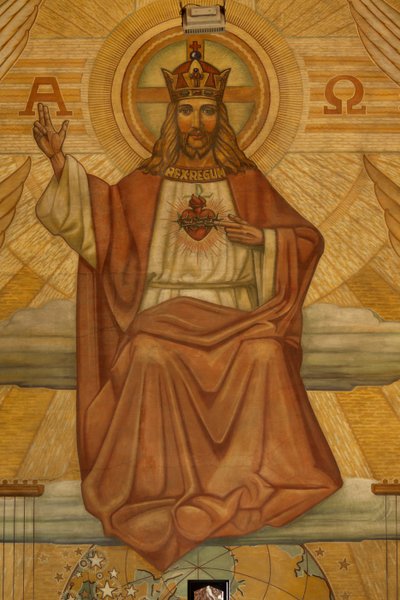 Église paroissiale (Heilig-Hartkerk). Intérieur. Modernisme. Le chœur. Mosaïque. Christ. - Unbekannt