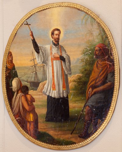Église paroissiale Saint-Dionysius de Lede. Intérieur. Peinture en médaillon ovale. Un saint en missionnaire - Unbekannter Künstler