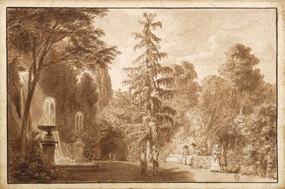Parc avec cascade et staffage à Frascati - Unbekannter Künstler