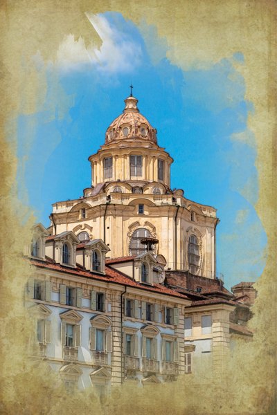 Piazza Castello : église de San Lorenzo, Turin, Piémont, Italie (photo manipulée) - Unbekannt