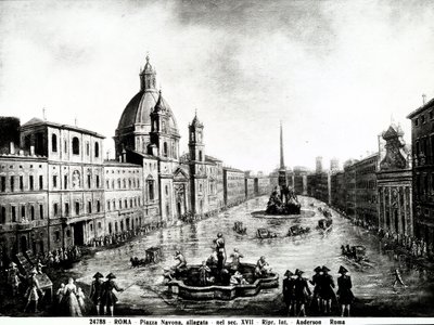 Piazza Navona à Rome, estampe du XVIIe siècle conservée à Rome - Unbekannt