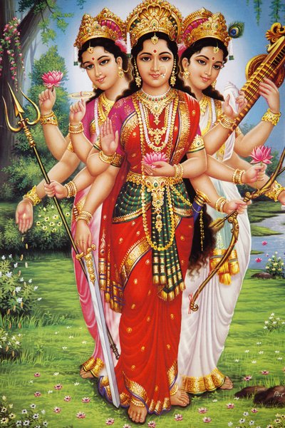 Image des déesses hindoues Parvati, Lakshmi et Saraswati, Inde - Unbekannt