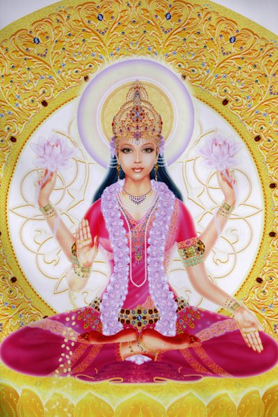 Lakshmi, déesse de la richesse et épouse de Lord Vishnu, tenant des fleurs de lotus - Unbekannt