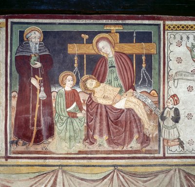 Pietà avec Saint Antoine Abbé, fresque, musée Homo Salvadego, Sacco, Cosio Valtellino, Lombardie, Italie - Benjamin Baud