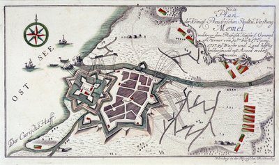 Plan de Memel, lors de la reddition de la ville, du 27 juin au 5 juillet 1757 - Unbekannter Künstler