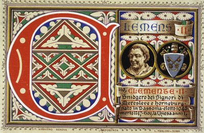 Pape Clément II (1046-1047). Chromolithographie de 1903. - Unbekannter Künstler