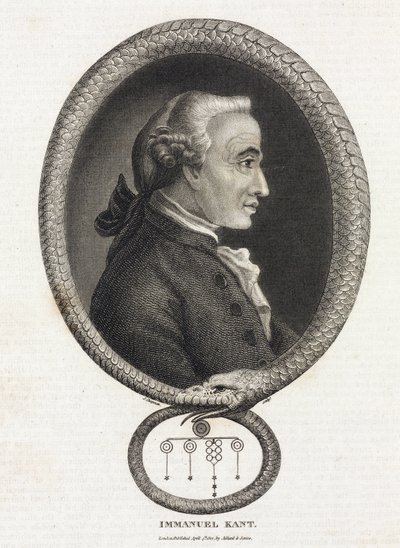 Portrait du philosophe Emmanuel Kant (1724-1804), dans un cadre formé par un serpent qui se mord la queue - Unbekannt