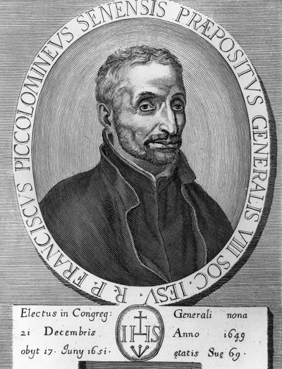 Portrait de Francesco Piccolomini (1582-1651), jésuite italien, supérieur général de la Compagnie de Jésus de 1649 à 1651, gravure - William M. Timlin