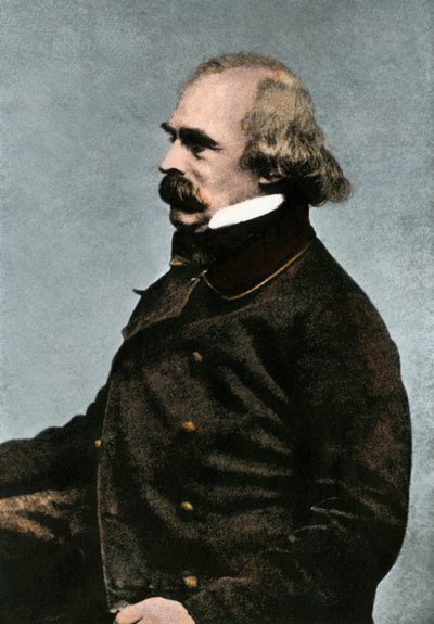 Portrait de Nathaniel Hawthorne (1804-1864), écrivain américain, vers 1862 ou 1863 - Photographie colorisée du XIXe siècle - Unbekannter Künstler