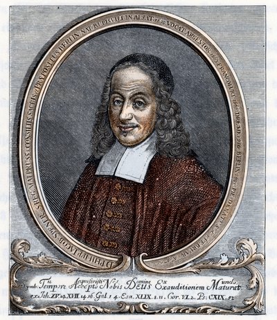 Portrait de Philipp Jacob Spener (Philippe Jacques Spener) (1635-1705) théologien luthérien fondateur du piétisme (piétisme) Gravure de « Germania » par Johannes Scherr 1880. - Unbekannter Künstler