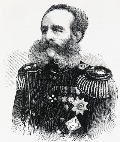 Portrait du prince Dmitri Ivanovitch Sviatopolk-Mirski, général russe, gravure - William M. Timlin