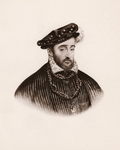 Portrait du roi de France Henri II (1519-1559) Gravure du 19ème siècle - Unbekannter Künstler