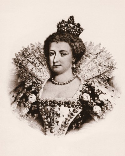 Portrait de la reine de France Marie de Médicis (1576-1642) Gravure du 19ème siècle - Unbekannter Künstler