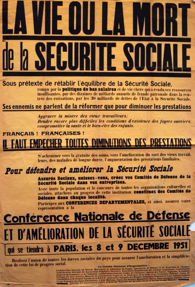 Affiche de la CGT pour une conférence sur la Sécurité Sociale - Unbekannt