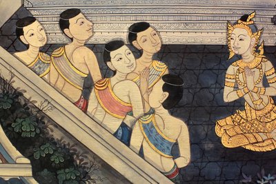 Prince Rama. Détail de la fresque sur les murs intérieurs du Vihara de l