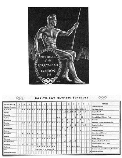 Programme de la XIVe Olympiade à Londres et le Calendrier Olympique du 29 juillet au 14 août - Unbekannt