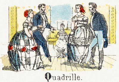 Q - Quadrille - Alphabet des divertissements pour enfants vers 1890 (lithographie) - Unbekannt