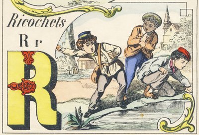 R : ricochets - Alphabet des jeux, vers 1890 (illustration) - Unbekannt