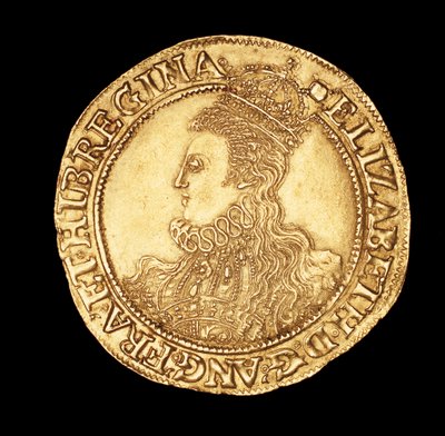 Rare pièce anglaise, portrait de la reine Élisabeth I, livre d
