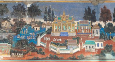 Fresques du Reamker ornant les murs du complexe du palais royal à Phnom Penh, Cambodge - Unbekannter Künstler