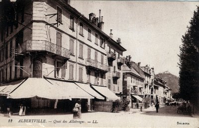 Rhône-Alpes, Savoie, Albertville : vue du Quai des Allobroges - Carte postale fin 19e-20e siècle - William M. Timlin