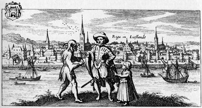 Riga - vue de la ville sur la rive de la rivière Daugava, vers 1700 - Unbekannter Künstler