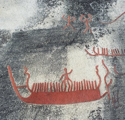 Gravure rupestre représentant un bateau, Begby, Norvège - William M. Timlin