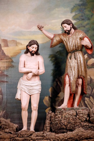 Église Saint-François. Le Baptême du Christ par Jean-Baptiste dans les eaux du Jourdain. Évora. Portugal. - Benjamin Baud