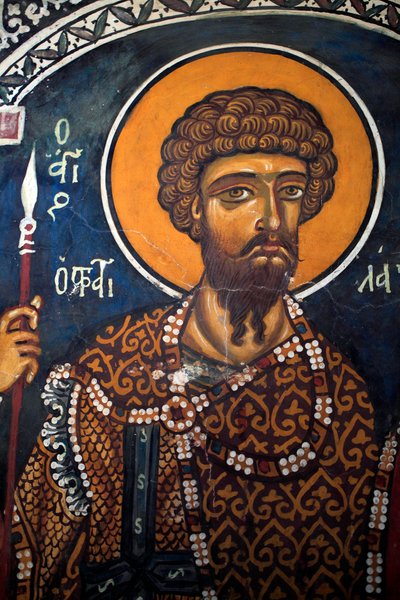 Saint Théodore Statelates, fresque byzantine du 14e siècle (1332), église de la Vierge Phorbiotissa, Asinou, Chypre, églises peintes, site UNESCO, Troodos, Chypre - Unbekannt